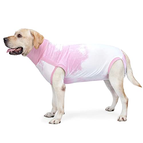 Pinellia Hunde-Genesungsanzug, Bauchwunde nach Operationen, verhindert Lecken von Wunden, E-Halsband und Kegel-Alternativen, Batikfärbung für Haustiere, chirurgischer Einteiler, Shirt, (XL, Rosa) von Pinellia
