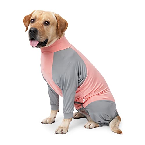 Pinellia Hunde-Genesungsanzug, Bauchwunde nach Operationen, verhindert Lecken von Wunden, E-Kragen und Kegelalternativen, langärmelige postoperative Shirts Hunde-Pyjama verhindern Ausfallen (XL, Rosa) von Pinellia