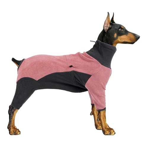 Pinellia Hunde-Wintermantel, warme Fleece-Hundejacke, winddichter Hundepullover, Ganzkörper-Hunde-Pyjama, Einteiler, kaltes Wetter, Kleidung für mittelgroße und große Hunde (3XL, Rosa) von Pinellia