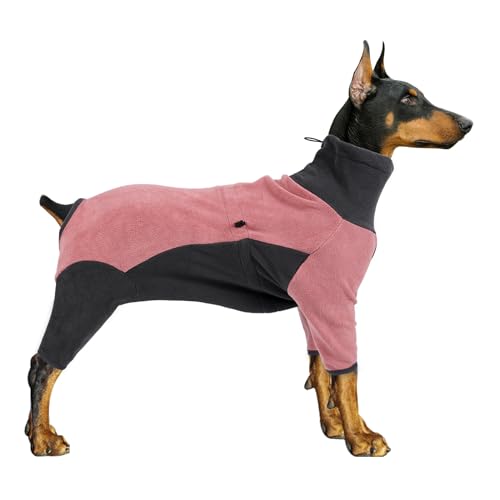 Pinellia Hunde-Wintermantel, warme Fleece-Hundejacke, winddichter Hundepullover, Ganzkörper-Pyjama, Einteiler, für kaltes Wetter, Kleidung für mittelgroße und große Hunde (XS, Rosa) von Pinellia