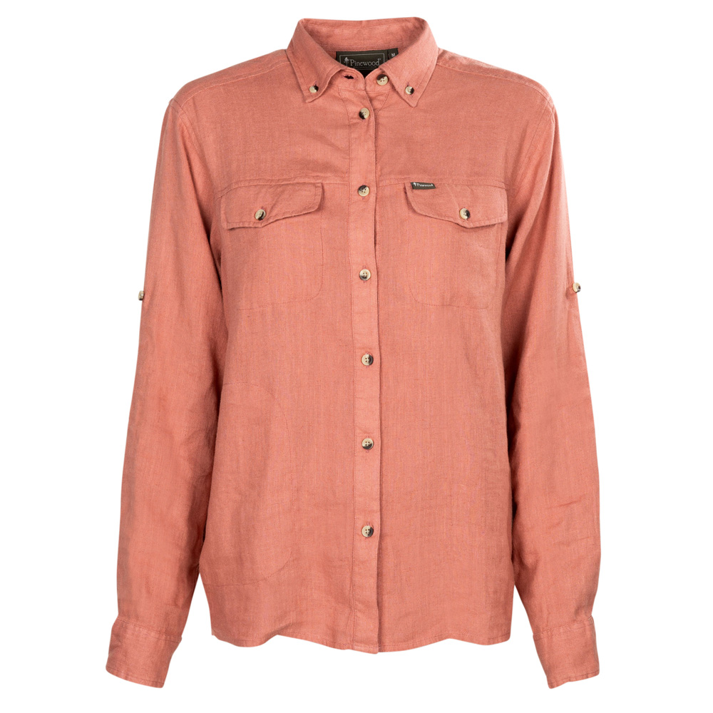 Pinewood® Damenbluse Värnamo Naturesafe Linen L/S Shirt W's brick pink, Gr. L von Pinewood