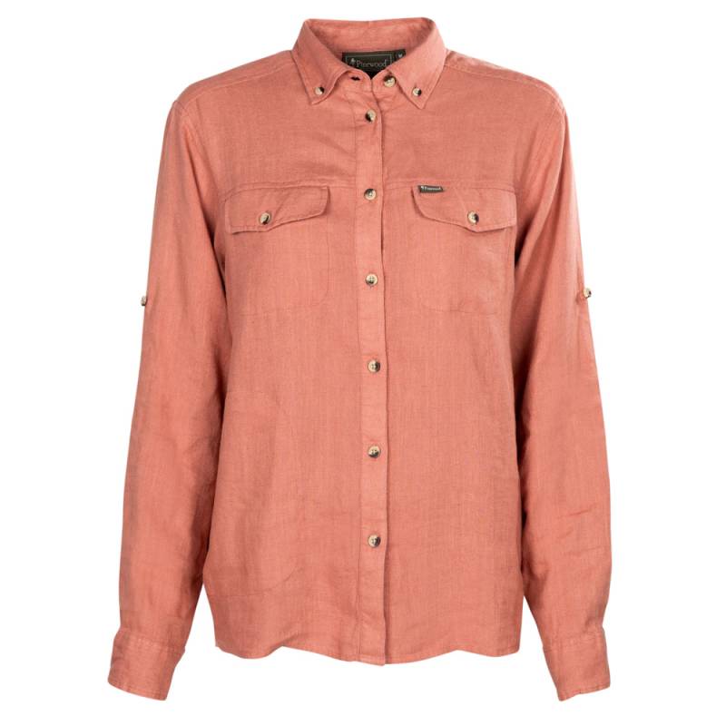 Pinewood® Damenbluse Värnamo Naturesafe Linen L/S Shirt W's brick pink, Gr. L von Pinewood