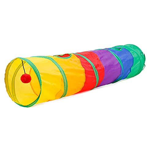 Pingfen Zusammenklappbare Katzentunnel Straße Katzenspielzeug Kitty Tunnel Pompon Ball Katze Interaktives Spielspielzeug zum Ausruhen von Pingfen