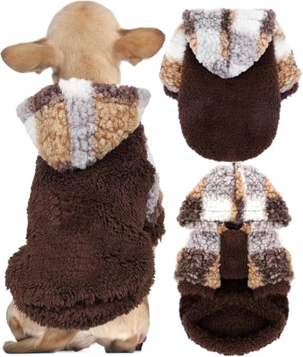 Chihuahua Kleidung Fleece Hund Hoodie Winter Welpen Kleidung für kleine Hunde Junge Kleine Hunde Pullover Weich Dehnbar Welpenpullover für extra kleine Hunde Haustierbekleidung, Medium von PinkBow