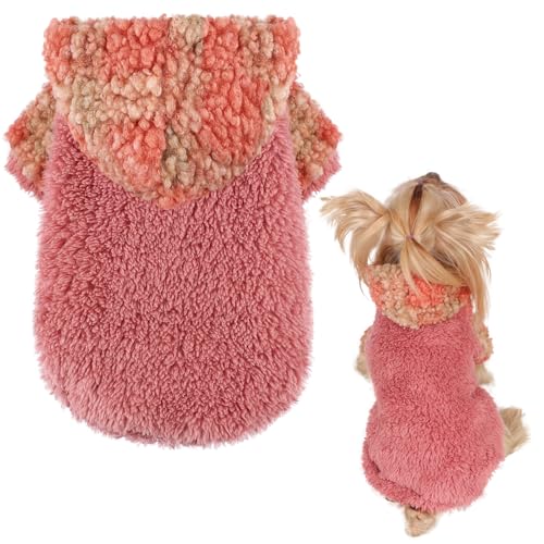 Hunde-Kapuzenpullover mit Karomuster für kleine Hunde, für den Winter, warm, extra klein, Welpenpullover für Chihuahua, Teetasse, Yorkie, weiches Fleece, kleine Hundekleidung, für Mädchen, Jungen, von PinkBow