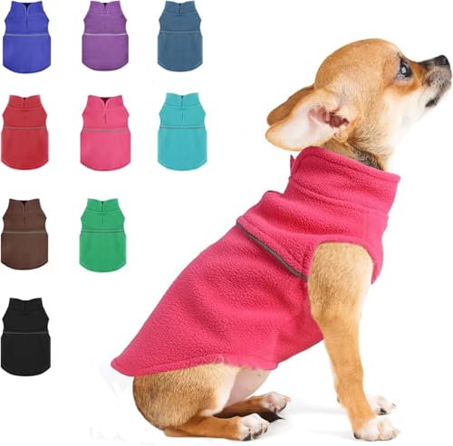 XS Hundepullover – Fleece-Weste, Hundepullover mit Loch für die Leine, warmer Pullover, Fleece-Hundejacke, Hemden, kleine Hunde, Winter-Hundekleidung für kleine Hunde, Mädchen, rosa Spielzeug, von PinkBow