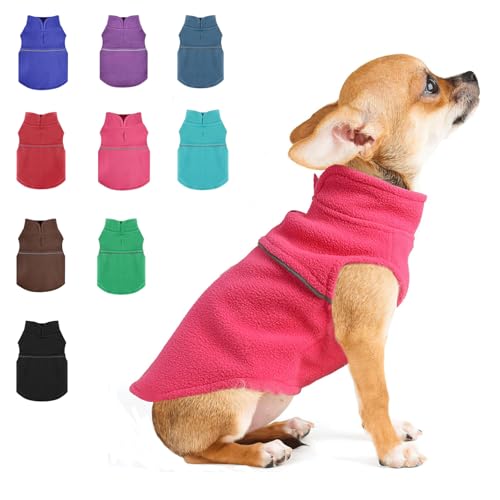 XXS Hundepullover Fleeceweste Hundepullover mit Leinenloch Warmer Pullover Fleece Hundejacke Hemden Kleine Hundepullover Winter Hundekleidung für kleine Hunde Mädchen Rosa Teetasse Hundekleidung von PinkBow