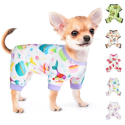 Hunde-Pyjama für kleine Hunde, Jungen, Mädchen, süße Hundekleidung, weich, Stretch, Chihuahua, Yorkie, Einteiler, Sommerwelpen-Pyjama, XS-XXL, Haustier-Hunde-Pyjama, Outfits, Shirts, Haustierkatzen, von PinkTie