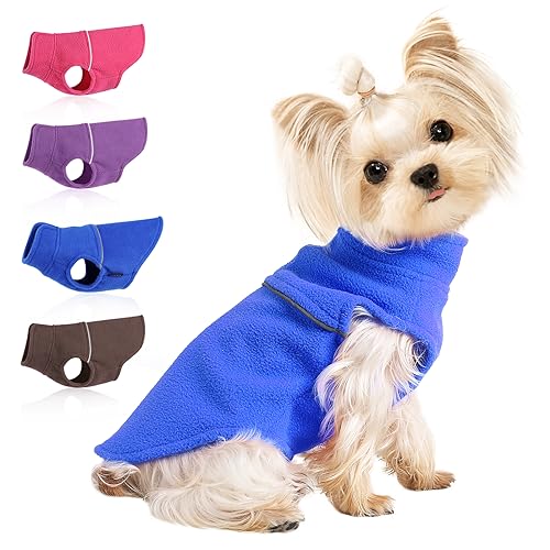 Fleece-Weste, Hundepullover für kleine Hunde und Katzen, warmer Winterpullover (Größe M, Blau) von PinkTie