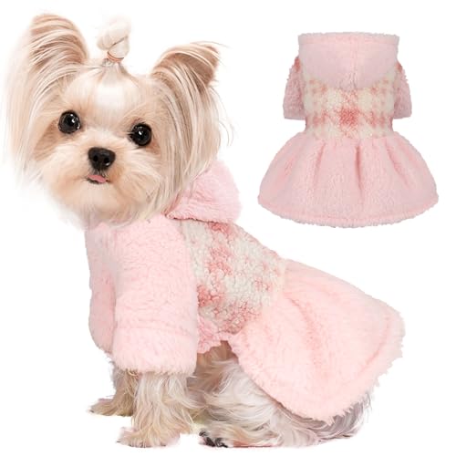 Pullover für kleine Hunde, Fleece, mit Kapuze, niedlicher Prinzessinnen-Hundepullover für kleine Hunde, Haustierkleidung, Katzenpullover, Welpenkleidung für kleine Hunde, Mädchen, Hundekleider, von PinkTie