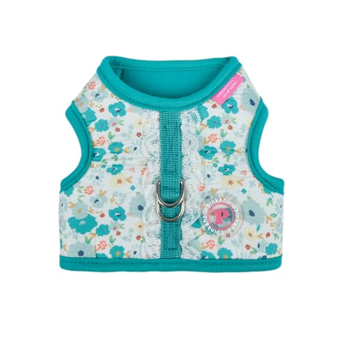 Pinkaholic New York Amabel Jacke Hundegeschirr mit Blumenmuster, modisch, niedlich, Frühling und Sommer, für kleine Hunde, Aqua, Größe M von Pinkaholic New York