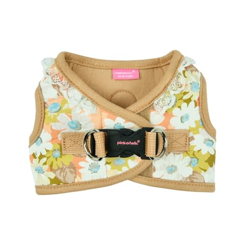 Pinkaholic New York Lilibeth Hundegeschirr (Step-in) Blumenmuster, modisch, niedlich, Frühling Sommer Geschirr für kleine Hunde, Beige, Medium von Pinkaholic New York