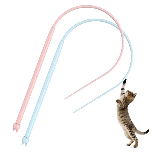 Pinyenr Katzenangel Lang,Katzenangel Silikon Twiggle Tail Katzenangel Silikon Teaser Katzen Zauberstab Spielzeug Für Indoor Katzenspielübungen von Pinyenr