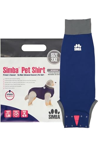 Pioneer Veterinary Products SIMBA Haustier-Shirts, Hunde-Genesungsanzug, 2XL, antimikrobielles Material, Leckerkennungseinsatz, maschinenwaschbar & schnell trocknend von Pioneer Veterinary Products