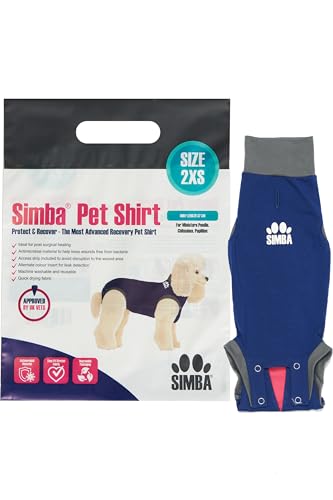 SIMBA Haustier-Shirts, Hunde-Genesungsanzug, Größe 2XS, antimikrobielles Material, Leckerkennungseinsatz, maschinenwaschbar und schnell trocknend von Pioneer Veterinary Products