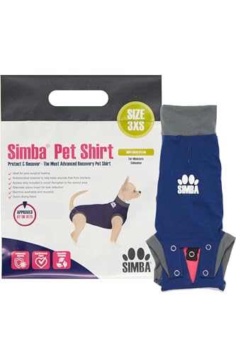 SIMBA Haustier-Shirts, Hunde-Genesungsanzug, Größe 3XS, antimikrobielles Material, Leckerkennungseinsatz, maschinenwaschbar und schnell trocknend von Pioneer Veterinary Products