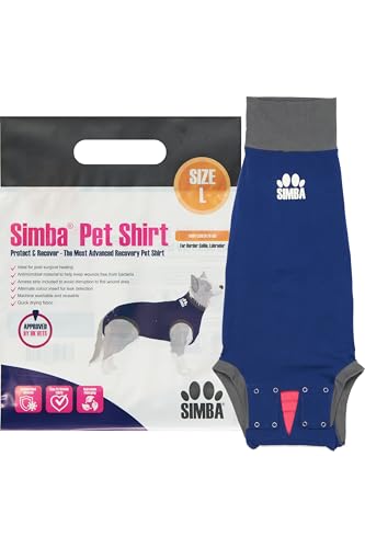 SIMBA Haustier-Shirts, Hunde-Genesungsanzug, groß, antimikrobielles Material, Leckerkennungseinsatz, maschinenwaschbar und schnell trocknend von Pioneer Veterinary Products