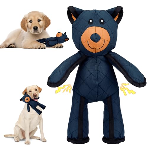 Pipihome Hundespielzeug Unzerstörbar Bär, Unbreakable Bear Dog Toys, Hund Kuscheltier, Generisch Unzerstörbares Hundespielzeug Quietschend, Unkaputtbar Interaktives Kauspielzeug Hunde von Pipihome