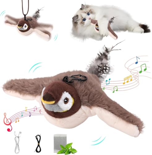 Pipihome Katzenspielzeug Vogel Spielzeug Katze, Interaktives Katzenspielzeug Selbstbeschäftigung, Elektrisches Vogelspielzeug für Katzen, Interactive Cat Toy, Flapping Bird Cat Toy von Pipihome