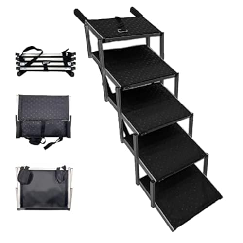 Pirbright Pet Company Hundetreppe für Auto Hund Auto Rampe Treppenstufen Hunderampen für große Hunde Mittel Klein Leicht Faltbar Hundetreppe Aluminium Faltbar Tragbare Hundetreppe Rampe für Auto SUV von Pirbright Pet Company