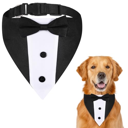 Piriuuo Hunde-Smoking, verstellbarer Hundeanzug, formelles Hochzeitsoutfit für Hunde, Smoking für Hunde, schwarze Fliege, Hundehalsband, formelle Hundekostüme für kleine, mittelgroße und große Hunde, von Piriuuo