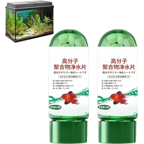 Leistungsstarke Aquarium -Wasserreinigungstablette, tragbare Aqua -Wasserreinigungstabletten, Wasserreinigungstabletten für Fischtank, Aquariumentferner (2 Flaschen) von Pisheng