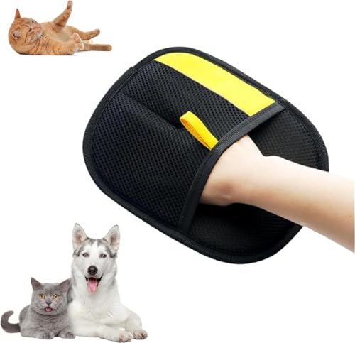 Pisheng Doppelseitige Fellpflege-Handschuhe, Tierhaarentferner-Handschuhe für Hunde und Katzen, Wiederverwendbare Tierhaarentferner-Handschuhe zum Waschen, Enthaaren und Fellpflege (1 Stück) von Pisheng