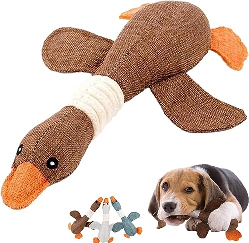 Pisheng Robustduck – Entwickelt für Starke Kauer, unzerstörbares Hundespielzeug mit Quietschern, neues unzerbrechliches Plüschspielzeug für kleine und mittelgroße Hunde (Braun) von Pisheng