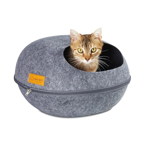 Katzenbett aus Filz mit Kissen Katzenkorb 50x40 Katzenhöhle Katzen Haus Katzenhöle Katzen Bett Spiele Korb Anthrazit von Pisi Bili