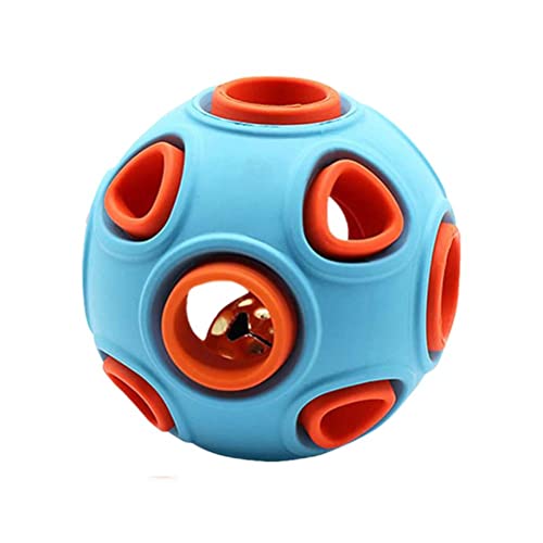 Bissfestes Hundeballspielzeug mit Glocke, Elastisches Gummimaterial für Interaktives Spielen, Zahnreinigung (Blauorange) von Pissente