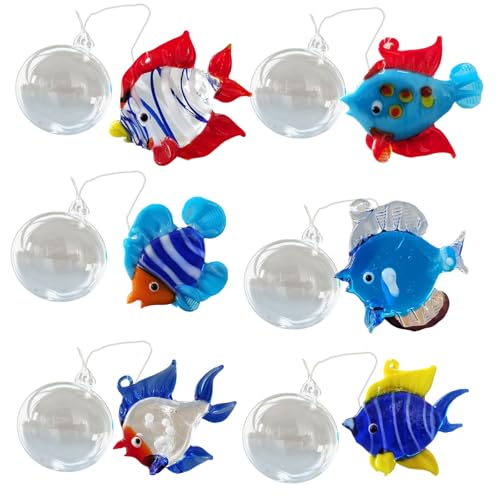 Set Von 6 Künstlerischen Glashängefischen Mit Blasenfenster Charm Aquarium Float Dekoration Für Zuhause Und Büro von Pitadue