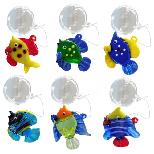 Set Von 6 Künstlerischen Glashängefischen Mit Blasenfenster Charm Aquarium Float Dekoration Für Zuhause Und Büro von Pitadue