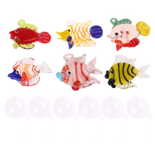 Set Von 6 Künstlerischen Glashängefischen Mit Blasenfenster Charm Aquarium Float Dekoration Für Zuhause Und Büro von Pitadue