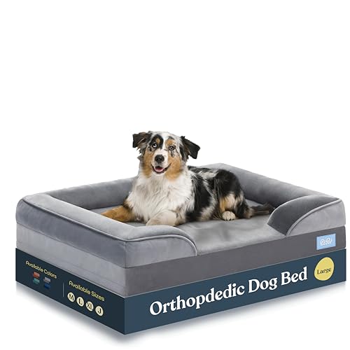 Orthopädisches Sofa Hundebett – Ultra bequemes Hundebett für große Hunde – atmungsaktives & wasserdichtes Haustierbett – Eierschaum-Sofabett mit extra Kopf- und Nackenunterstützung – Abnehmbarer, von Pitpet