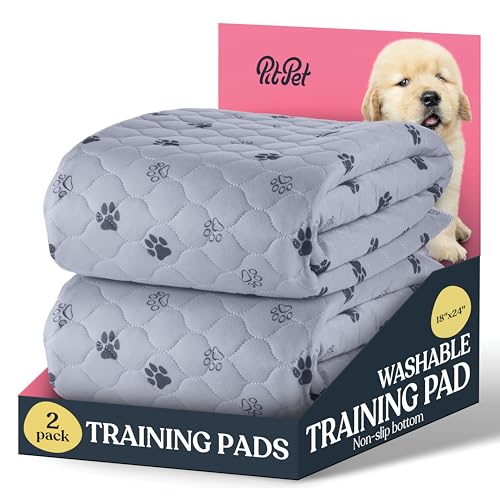 Schnell trocknende waschbare Urin-Pads für Hunde – 2er-Pack überlegene wiederverwendbare Welpenunterlagen Haustier-Trainingspads – 100% wasserdichtes Hunde-Urin-Pad schützt vor Auslaufen von Urin, rutschfester Griff verhindert Verrutschen und Bündeln. von Pitpet