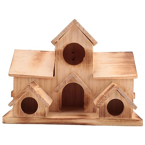 Pitxsgsia Vogelhaus aus Holz zum Aufhängen im Freien, Vogelhaus, handgefertigt, mit 6 Löchern von Pitxsgsia