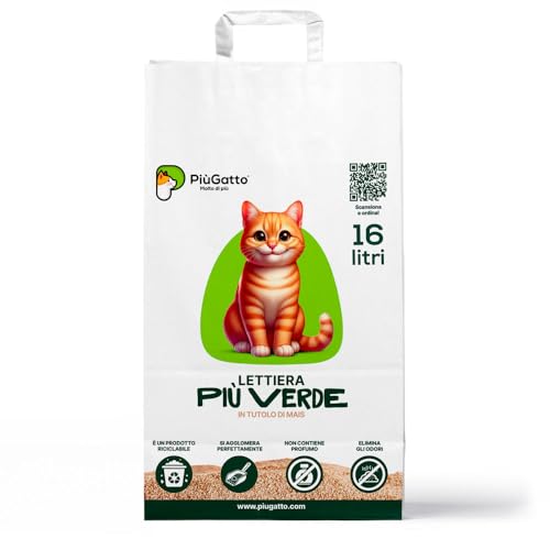 PiùGatto Più Verde 16 Liter, 8 kg Katzenstreu klumpend und pflanzlich (16 Liter) von PiùGatto