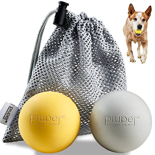 PiuPet® Hundebälle I 6,5cm Durchmesser I Inkl. Beutel zum Verstauen I 2er Ball-Set I Hundespielzeug Ball I Hundeball bissfest I Hundespielbälle I Hundeball unzerstörbar | Dog Toy | Hund Ball von PiuPet