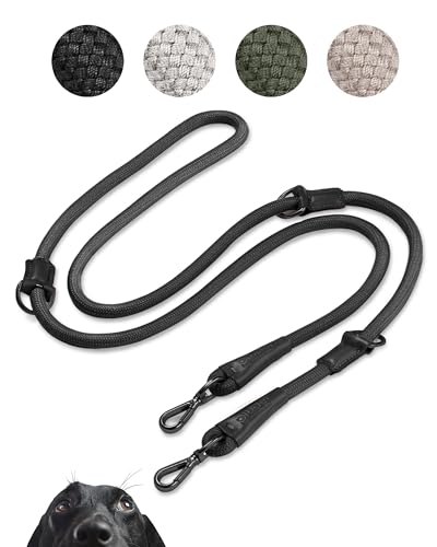 PiuPet® Hundeleine 2m I 3-Fach längenverstellbar I Leine große & kleine Hunde I Hundeleine große Hunde I Hundeleine kleine Hunde | Hundeleine Mittelgroße Hunde | Leine Hund (Schwarz) von PiuPet