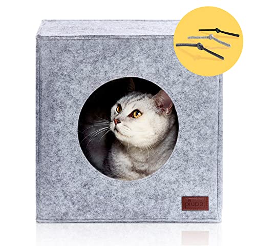 PiuPet® Katzenhöhle inkl. Kissen I Passend für z.B. IKEA® Kallax & Expedit Regal I Kuschelhöhle Katze I Katzenhaus I Katzenkörbchen Katzen Höhle | Katzenbett Höhle | Katzenzelt von PiuPet