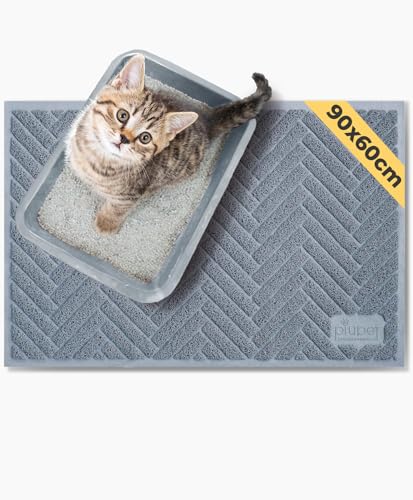 PiuPet® Katzenstreu Matte I Katzenmatte Katzenklo I Katzenklo Matte 90cm x 60cm I Katzentoilette Matte I Katzentoiletten & Zubehör | Katzenteppich | Katzenklo Matte Groß XXL | Schmutzfangmatte von PiuPet