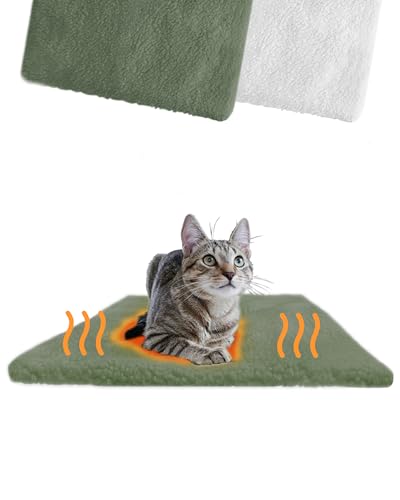 PiuPet® Selbstheizende Katzendecke I 60x45cm I Heizdecke ohne Strom I Katzen Wärmedecke I Heizdecke für Katzen ohne Strom I Katzen Decken I Katzen Bettchen I (Für Katzen, Grün) von PiuPet