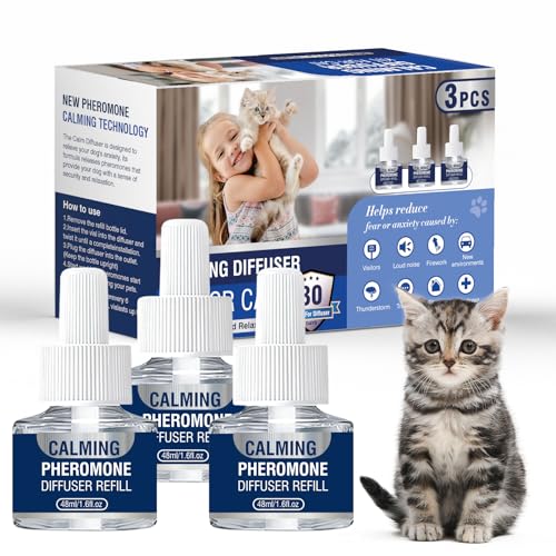 Pheromone Katzen Steckdose Beruhigung Katzenberuhiger Katze Entspannung Beruhigungsmittel Entspannungs Anti Stress Mittel Hilft Bei Anzeichen Von Reduziert Konfliktverhalten 3X 48ml NachfüLlflakons（M） von Piuess