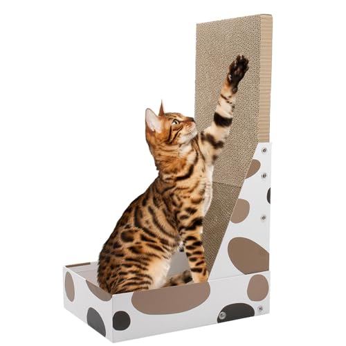 Kratzbrett für Katzen, L-Form, mit Wandhalterung, Katzenkratzer aus Karton für Indoor-Katzen, Kratzbrett für Katzen, zum Spielen und Schlafen von Pixaro