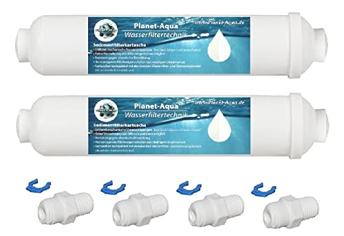 1 Sedimentfilter Patrone 5 Mikron Feinheit 2 Zoll Ø inkl Schlauch Anschlußadapter 1/4 Zoll (6mm) Osmoseschlauch Sediment Filterkartusche für Osmoseanlage Wasserfilter Umkehrosmose Anlage Kartusche von Planet-Aqua