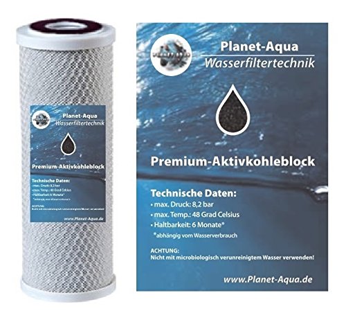 1 x WASSERFILTER AKTIVKOHLE BLOCK 10 Zoll FÜR DIE UMKEHR OSMOSE ALS KÜCHE FILTER TRINKWASSER VORFILTER BRUNNEN WASSER FILTERGEHÄUSE OSMOSEANLAGE GEGEN GERUCK; KEIME UND BAKTERIEN IM HAUSWASSERWERK von Planet-Aqua