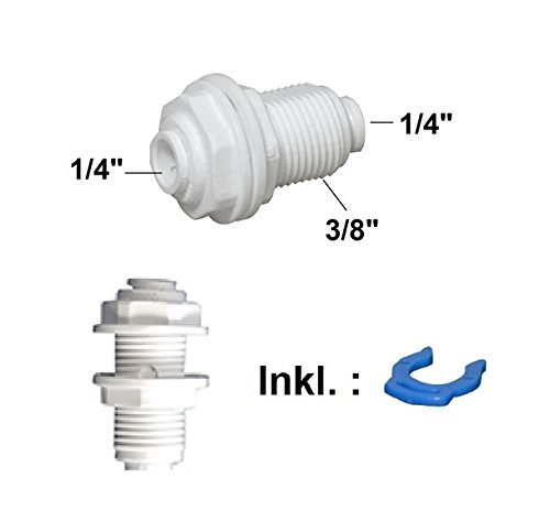 2 x Verbinder Anschluss 1/4" Doppel Fitting Kupplung. Gehäuseanschluss beidseitig 1/4 Zoll Osmose Schlauch Ausgang für Umkehrosmose Osmoseanlage Filtergehäuse, Filter Side by Side Kühlschrank. von Planet-Aqua