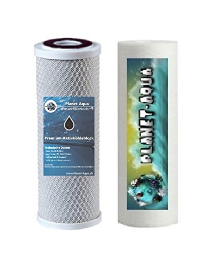 Planet-Aqua Premium Ersatzfilter Set - 2 x 10 Zoll Filterpatronen für Osmoseanlagen und Wasserfiltersysteme mit 10 Zoll Filtergehäusen von Planet-Aqua