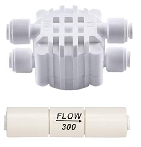 Planet-Aqua Abschaltautomatik Vierwegeventil RO 5 + Flow 300 Durchflussbegrenzer für die Osmoseanlage Umkehrosmose Filter Anlage mit Membrangehäuse von Planet-Aqua