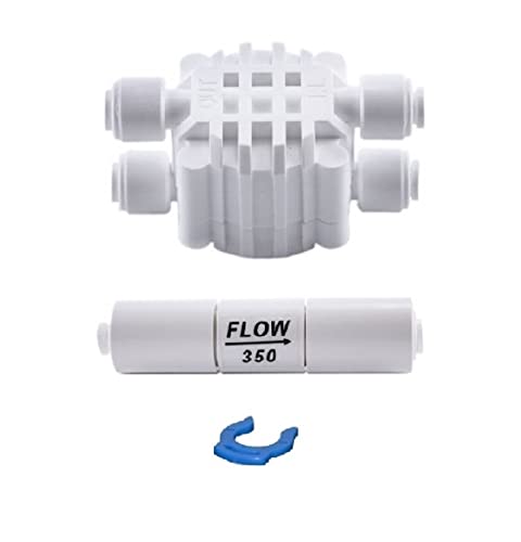 Planet-Aqua Abschaltautomatik Vierwegeventil RO 5 + Flow 350 Durchflussbegrenzer für die Osmoseanlage Umkehrosmose Filter Anlage mit Membrangehäuse von Planet-Aqua